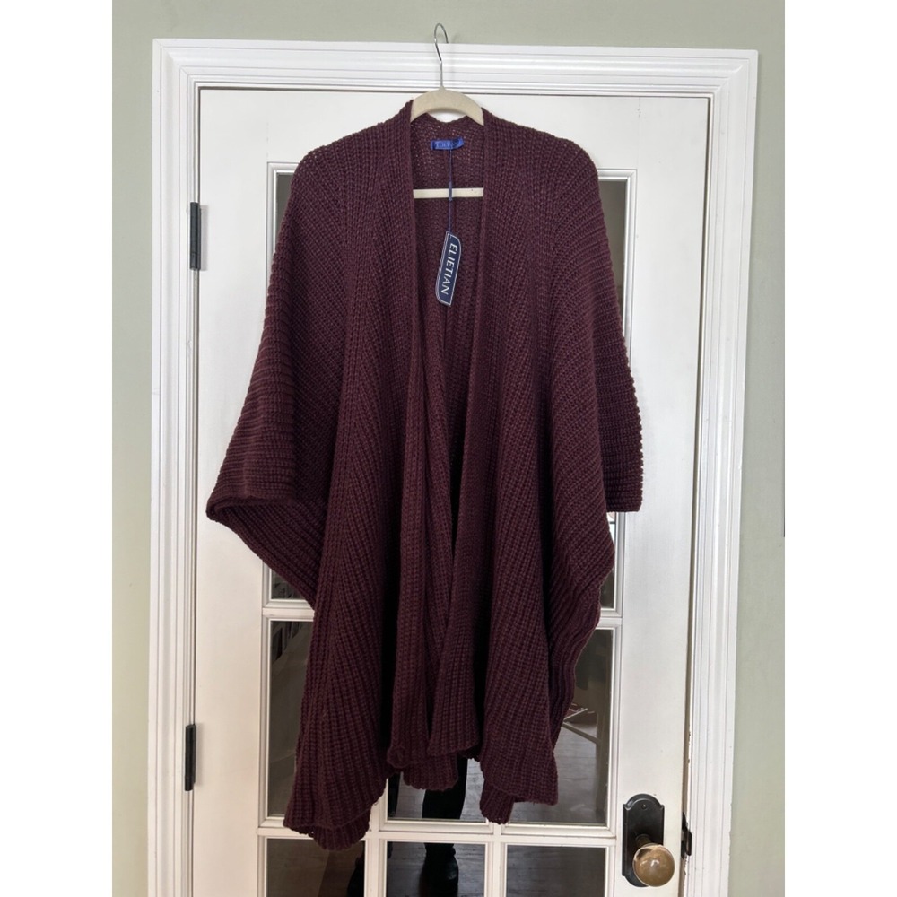 ELIETIAN Women's Cape Shawl Maroon Function Wrap OSFM NWT